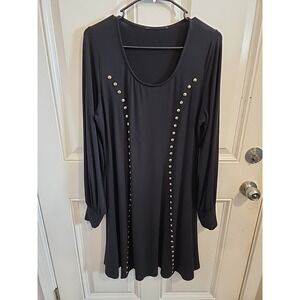 Karen Kane Small Black Studded Long Sleeve Fit & Flare Dress Stretch
